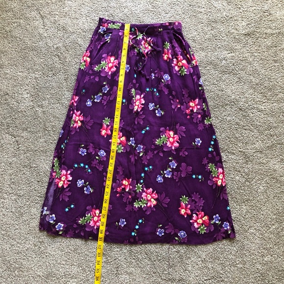 Jaclyn Smith Hawaiian Floral Skirt size S Midi Tie Elastic Waist wrinkle fabric - Picture 3 of 15